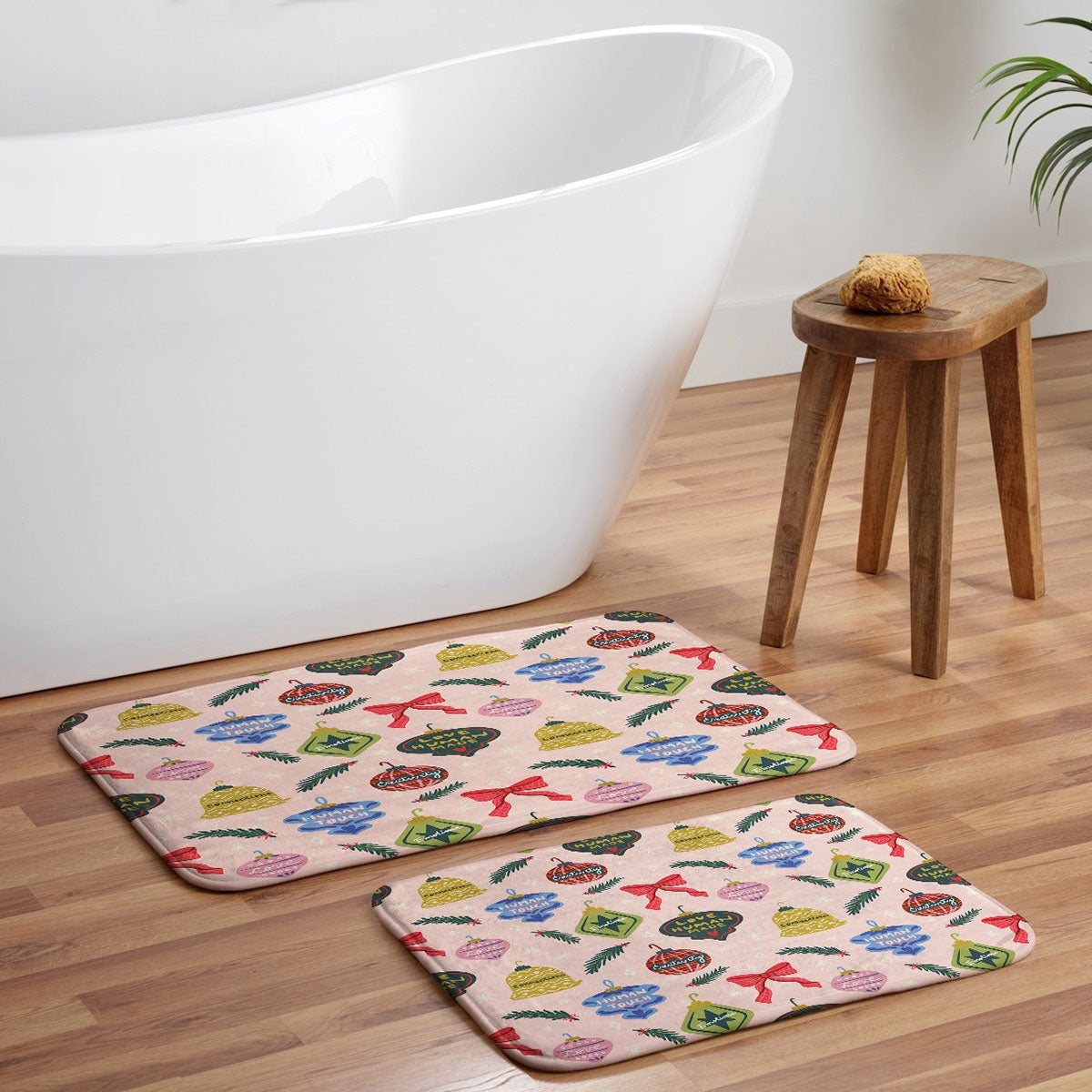 Design by Spark Love Human Made Christmas Ornaments Memory Foam Bath Mat