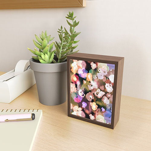 Ninola Design Botanic Retreat Ombre Abstract Watercolor Flowers Pink gold Framed Mini Art Print