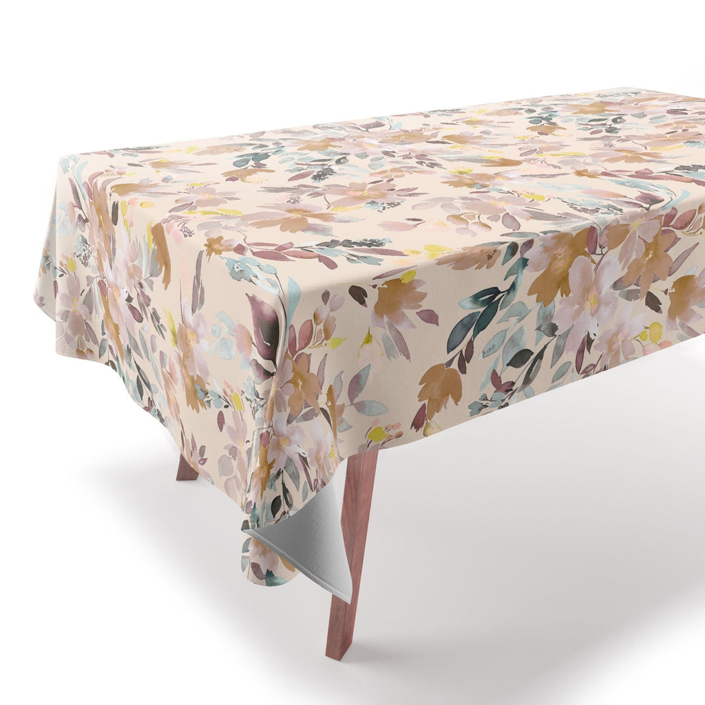 Ninola Design Botanic Retreat Floral Oleander Whimsical Soft Pink Tablecloth