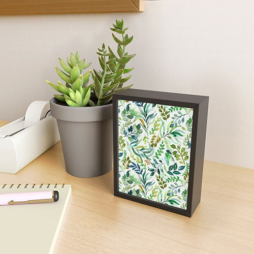Ninola Design Botanic Retreat Loose Botanical Leaves Watercolor Green Framed Mini Art Print