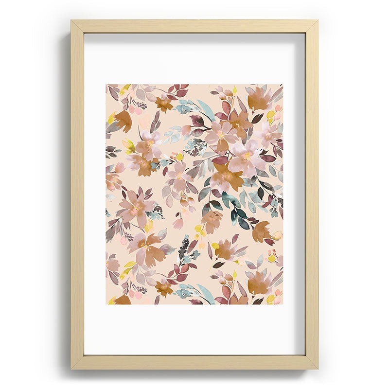 Ninola Design Botanic Retreat Floral Oleander Whimsical Soft Pink Recessed Framing Rectangle