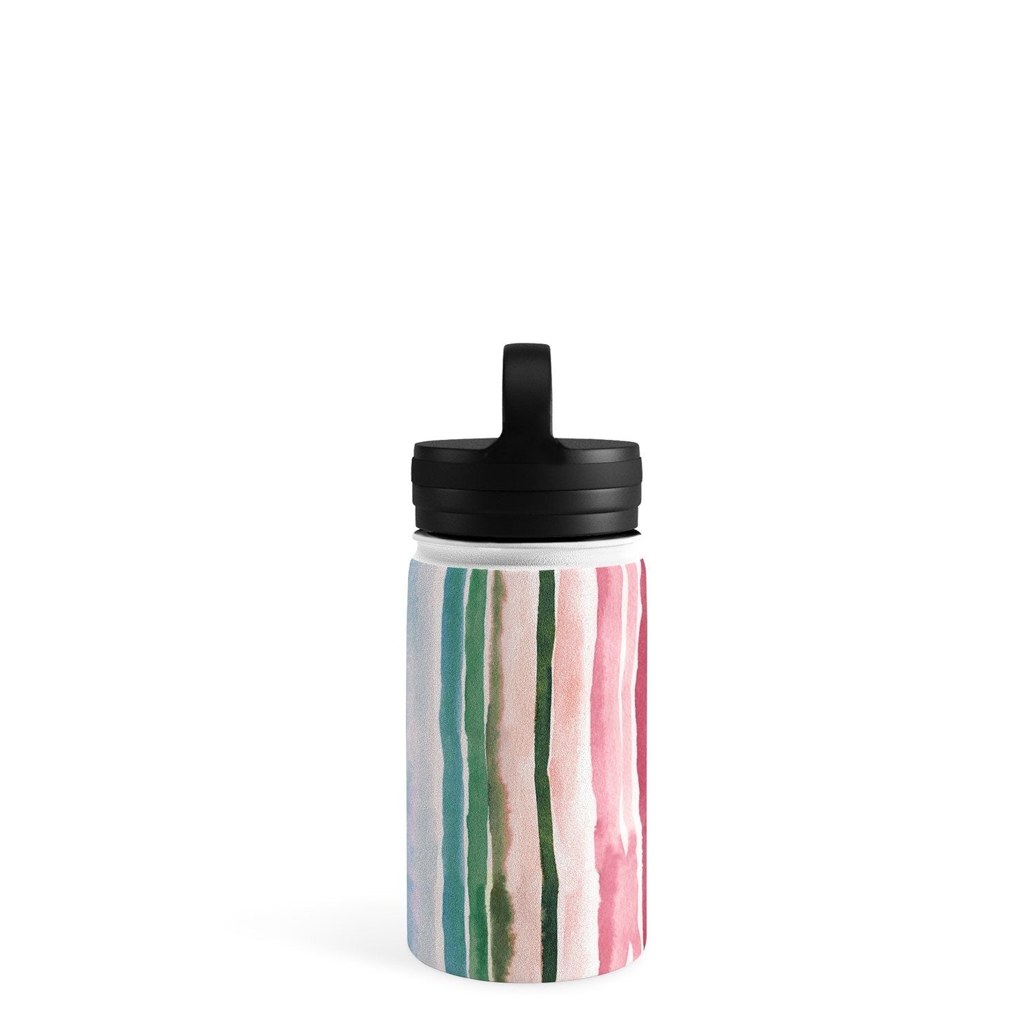 Ninola Design Botanic Retreat Watercolor Stripes Green Orange Red Water Bottle