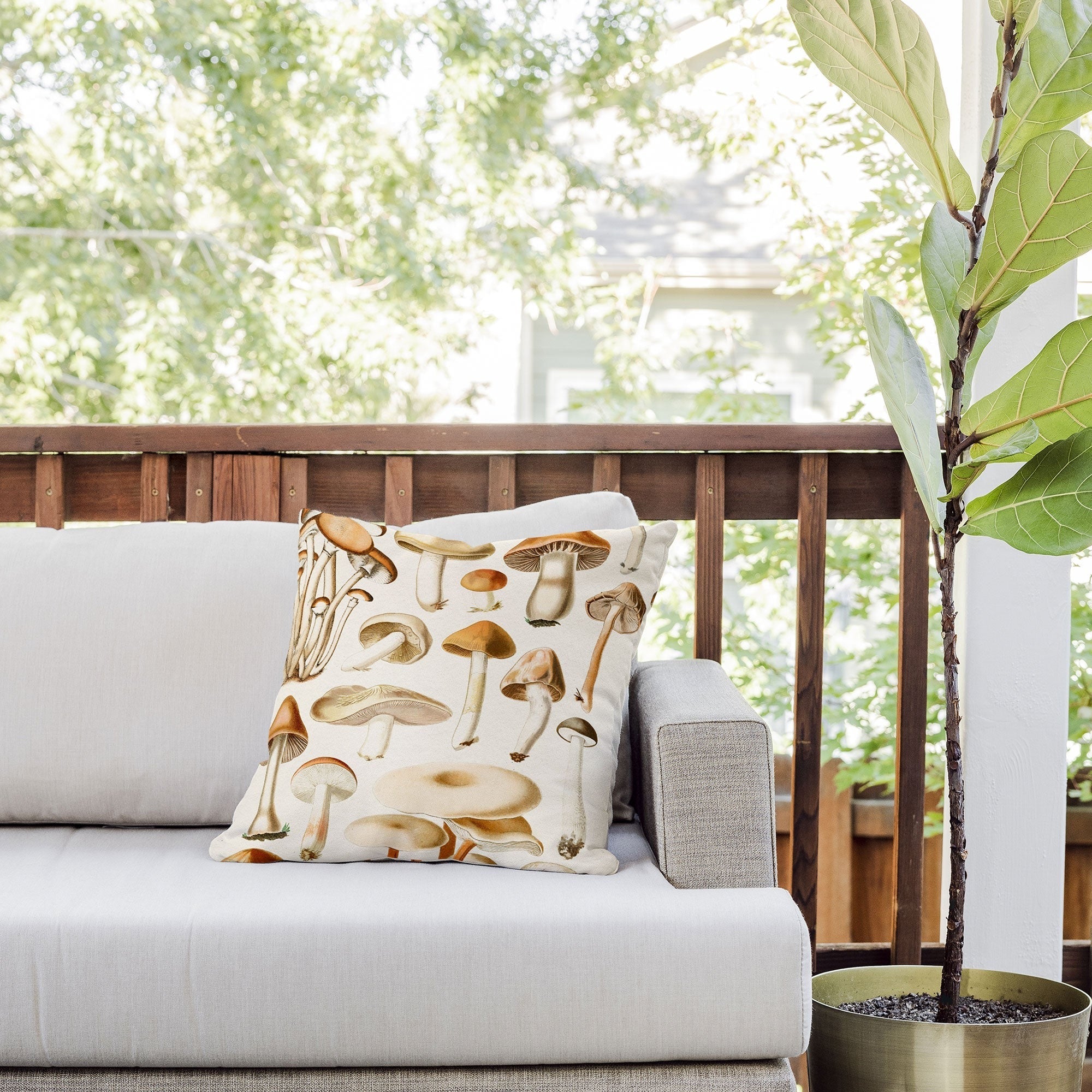 Gal Design Mushrooms Collection Outdoor Throw Pillow