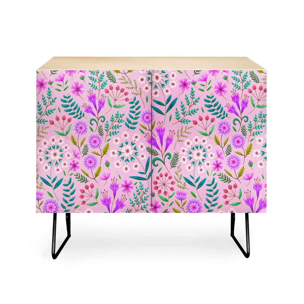 Pimlada Phuapradit Ditsy Purple Floral Half Drop Credenza