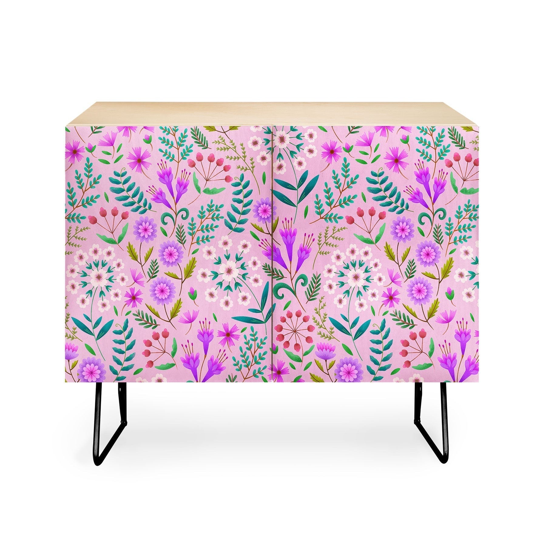 Pimlada Phuapradit Ditsy Purple Floral Half Drop Credenza