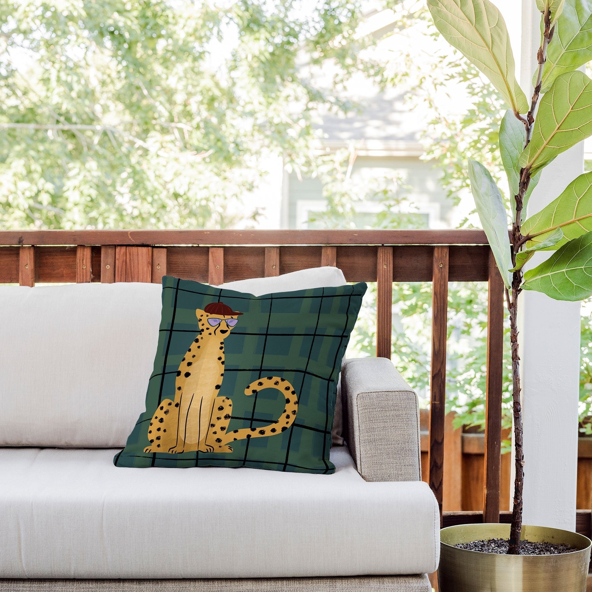 Design by Spark Cheetah Cool Cat Outdoor Throw Pillow