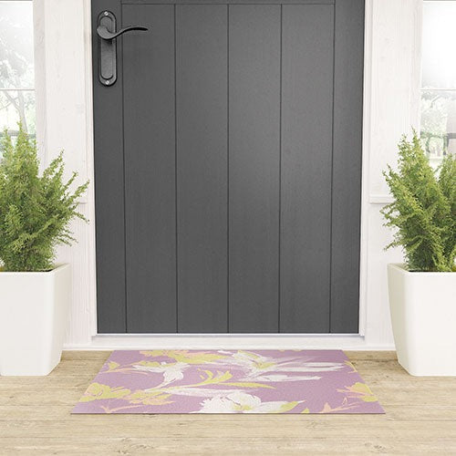Gabriela Fuente Emma Lilac Floral Welcome Mat