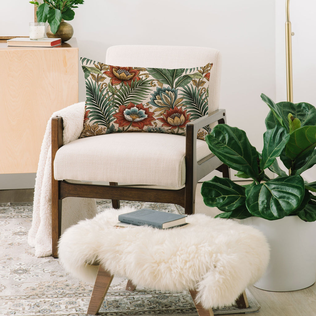 Marta Barragan Camarasa Retro Jungle Garden Oblong Throw Pillow
