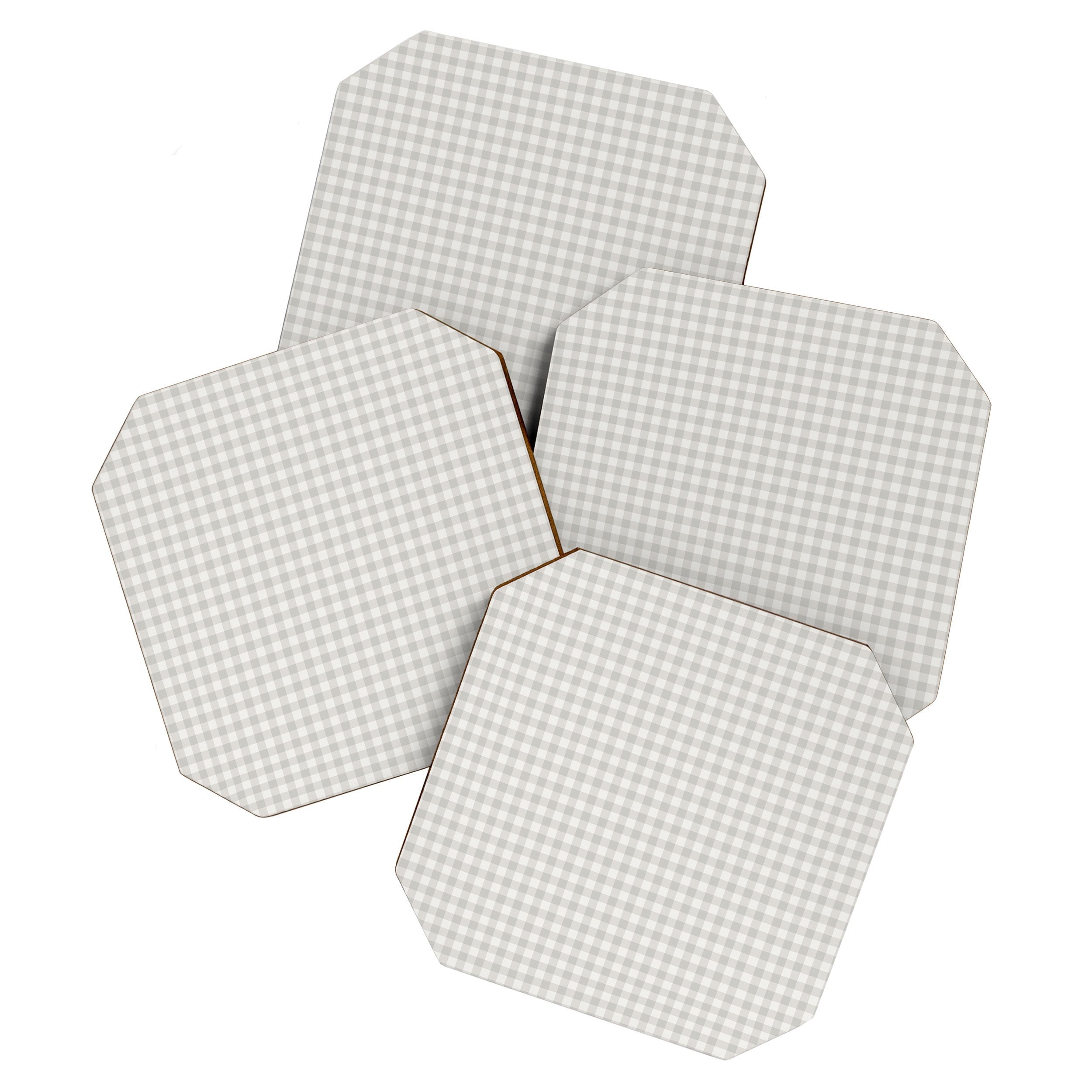 Colour Poems Gingham Plaid Pattern Cloud White Coaster Set