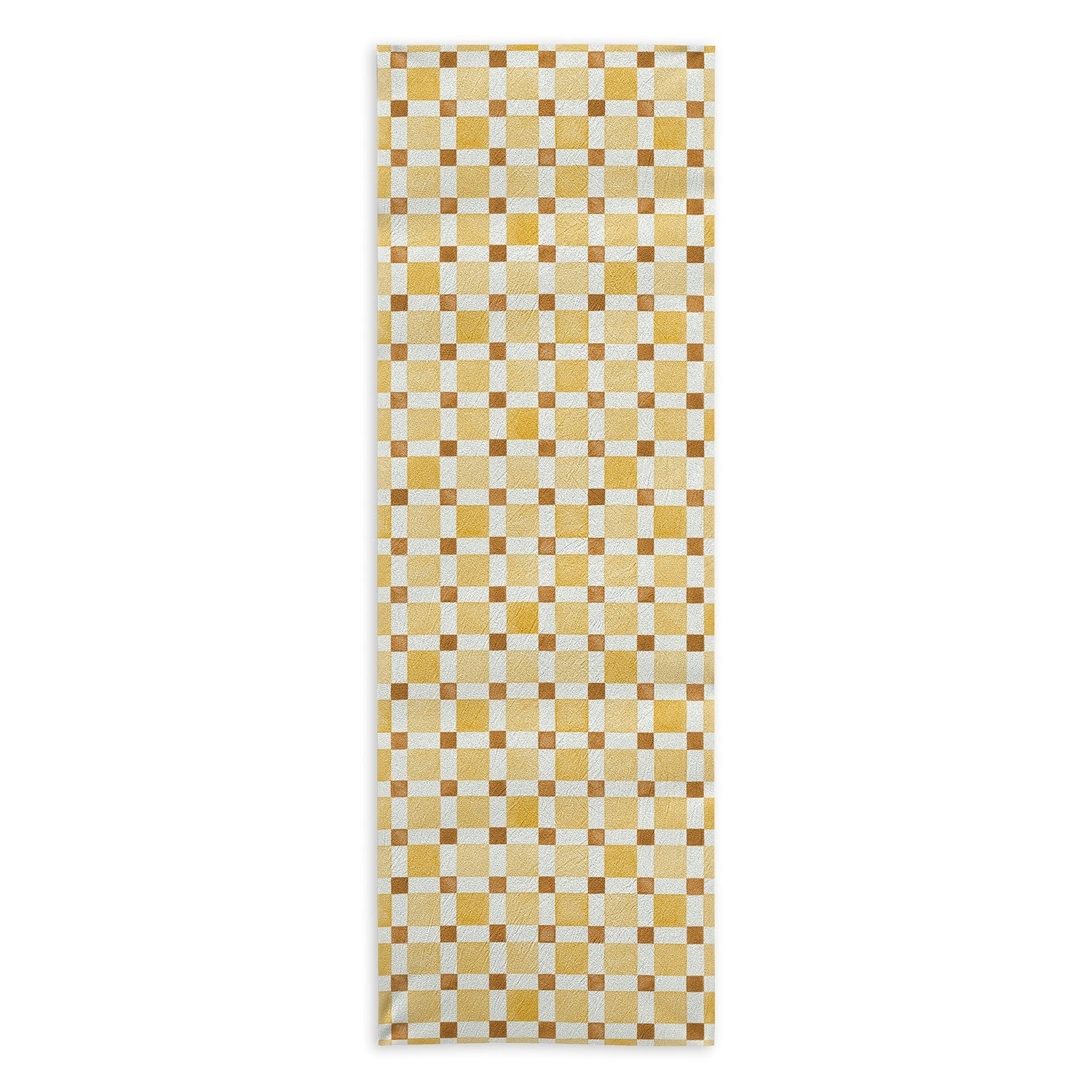 Ninola Design Everyday Artifact Checker Mosaic Tiles Geometry Yellow Yoga Towel