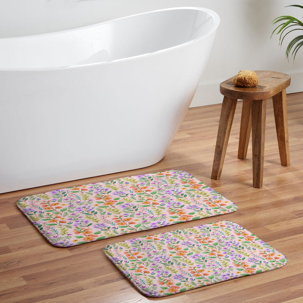 Pimlada Phuapradit Ditsy Spring Floral Memory Foam Bath Mat
