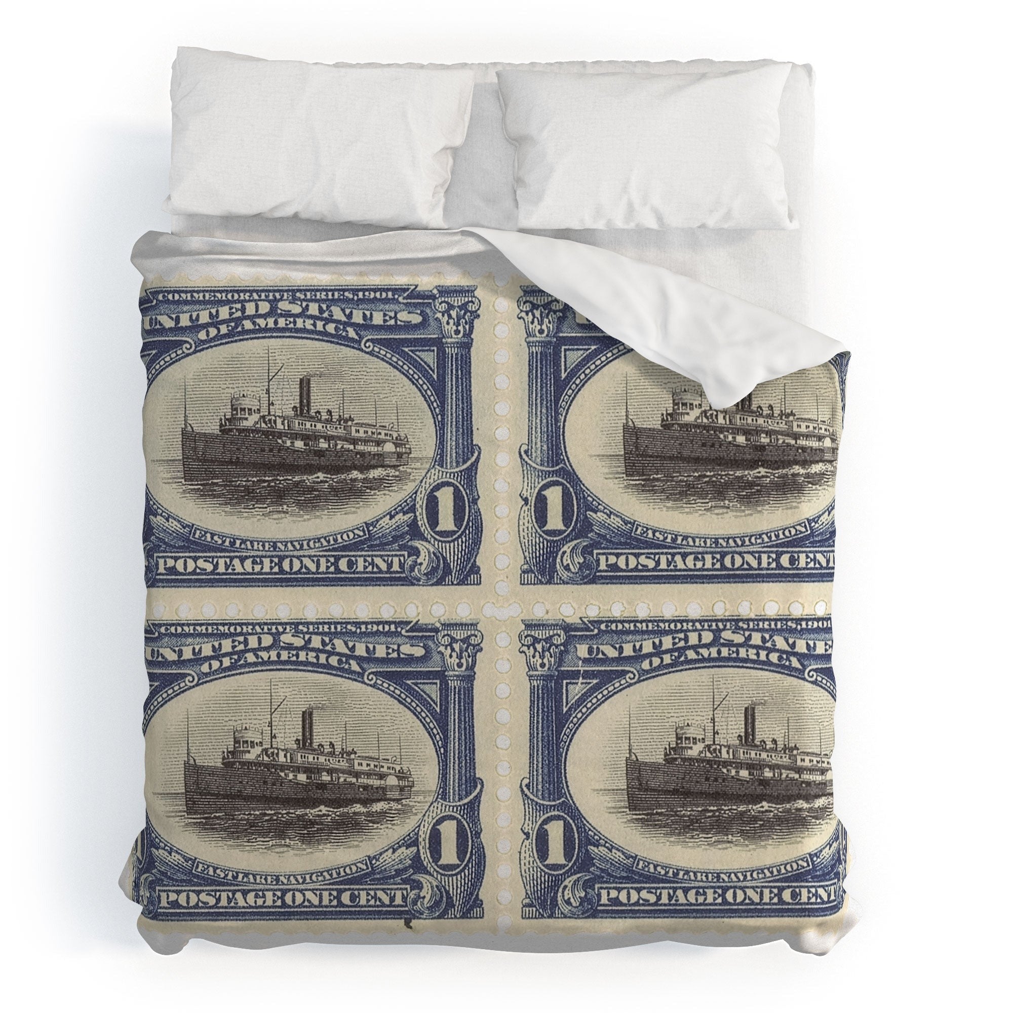 DENY Designs 1901 1c Fast Lake Navigation Stamps Duvet Cover
