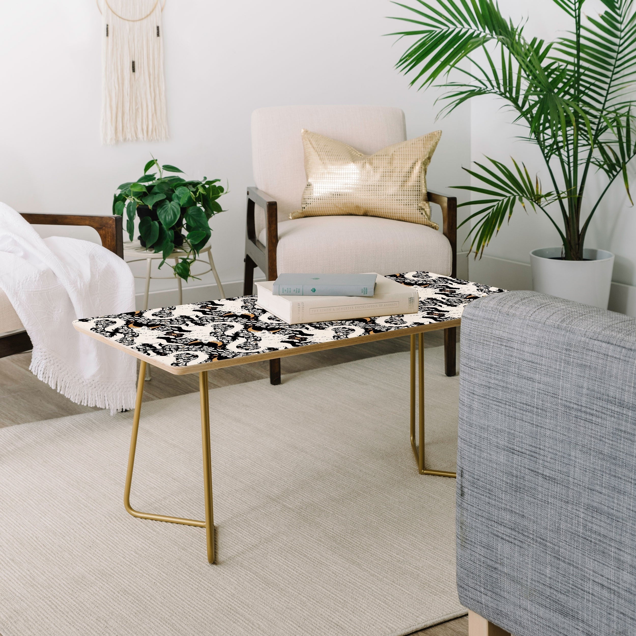Avenie Celestial Cats Gold Coffee Table