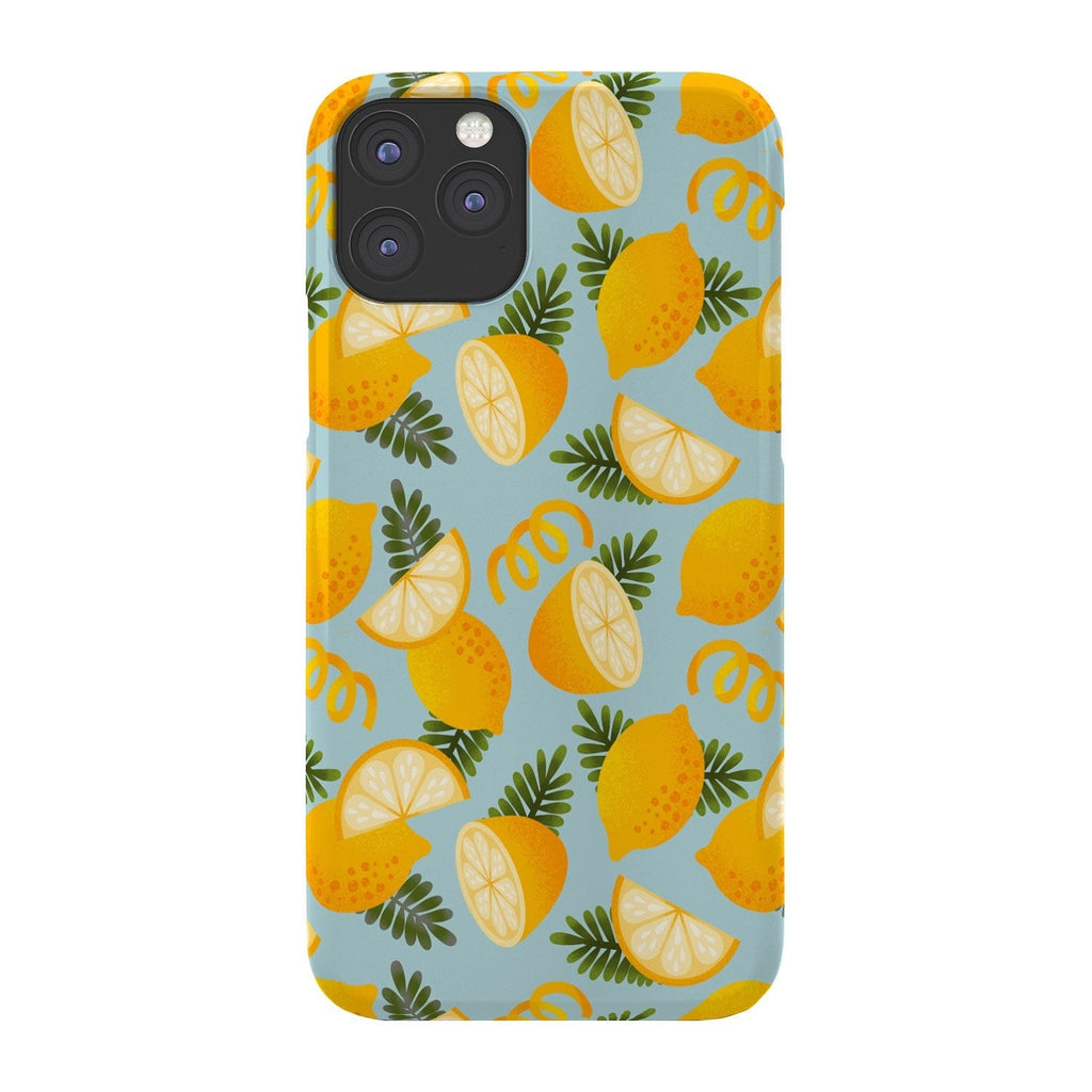 Jessica Molina Lemon Pattern on Sky Blue Phone Case