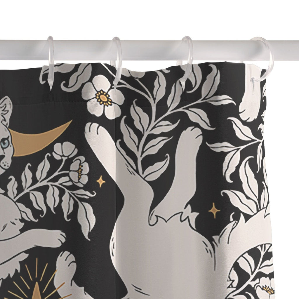 Avenie Celestial Cats Gold Shower Curtain