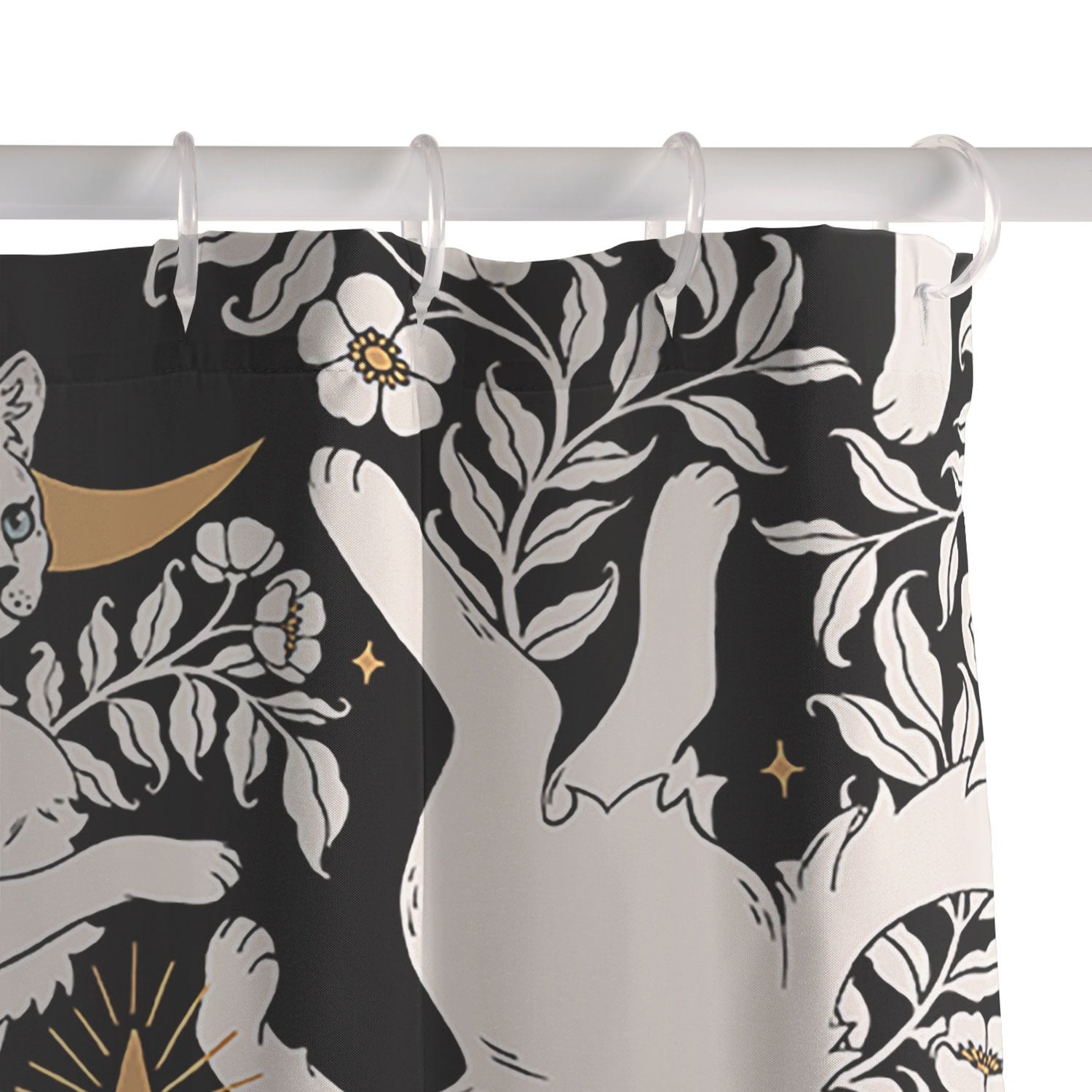 Avenie Celestial Cats Gold Shower Curtain
