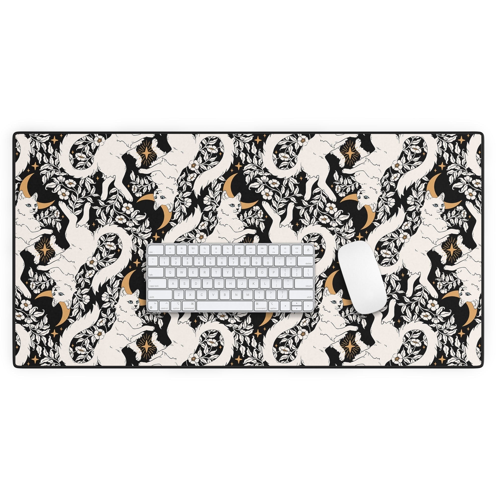 Avenie Celestial Cats Gold Desk Mat