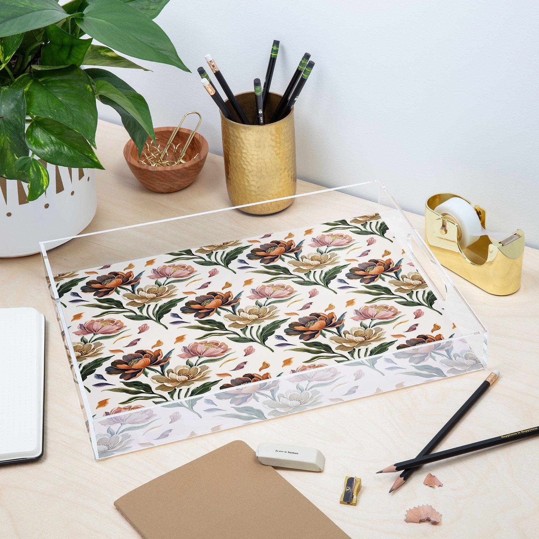 Marta Barragan Camarasa Hand Painted Peony Florals Acrylic Tray