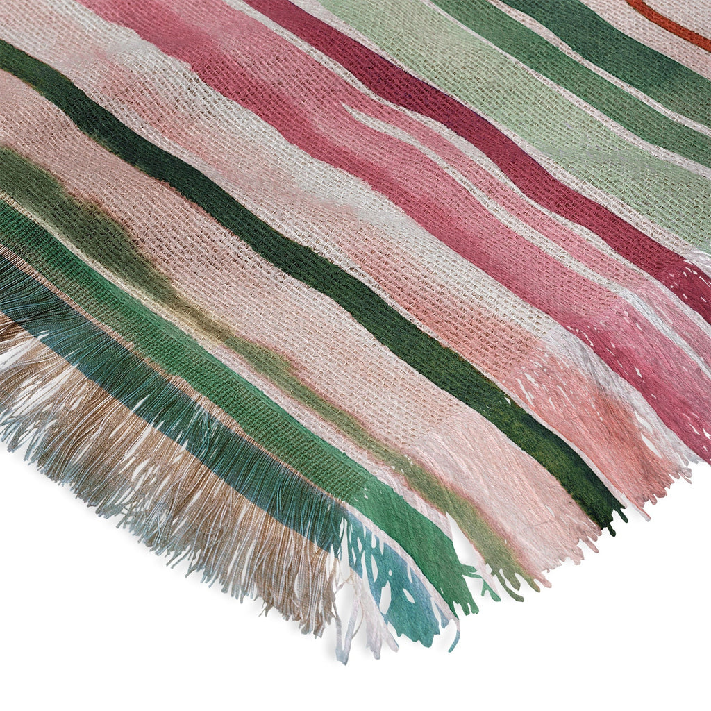 Ninola Design Botanic Retreat Watercolor Stripes Green Orange Red Throw Blanket