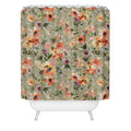 Ninola Design Botanic Retreat Floral Oleander Whimsical Teal Green Shower Curtain