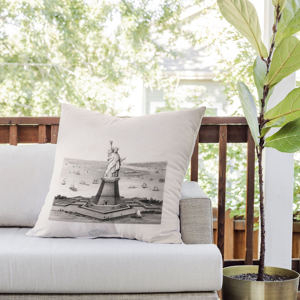 DENY Designs Vintage Lady Liberty Outdoor Throw Pillow