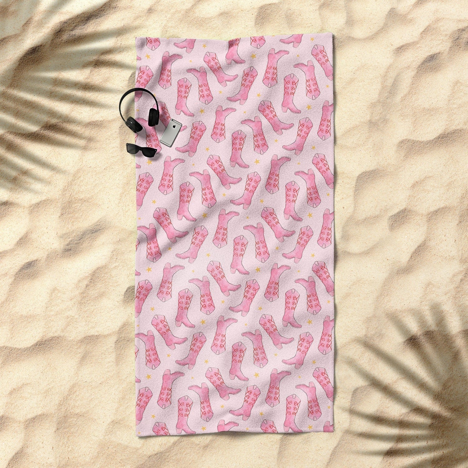 Love_Ryming Stars and Boots Beach Towel
