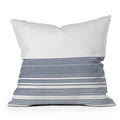 Kierkegaard Design Studio organic stripes naut navy blue and white Outdoor Throw Pillow
