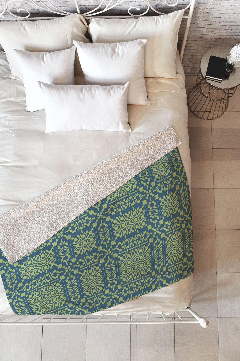 Marta Barragan Camarasa Nostalgic Grid Design Fleece Throw Blanket