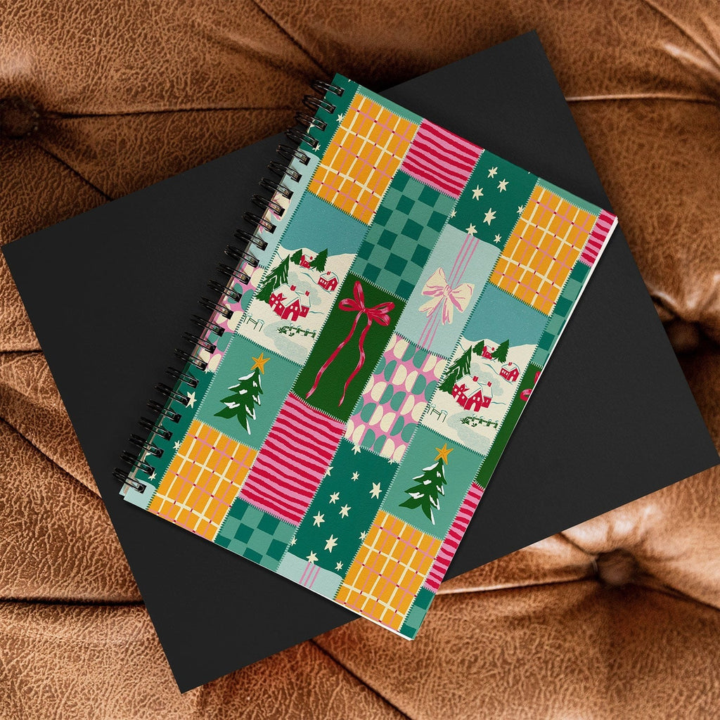 LouBruzzoni Cozy Christmas Patchwork Spiral Notebook