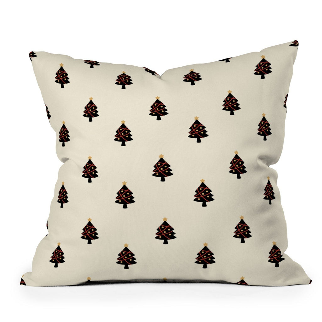 Design by Spark Black And Gold Christmas Tree Outdoor Throw Pillow