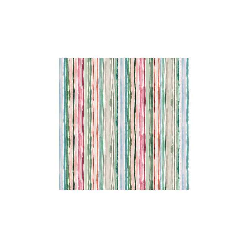 Ninola Design Botanic Retreat Watercolor Stripes Green Orange Red Art Print