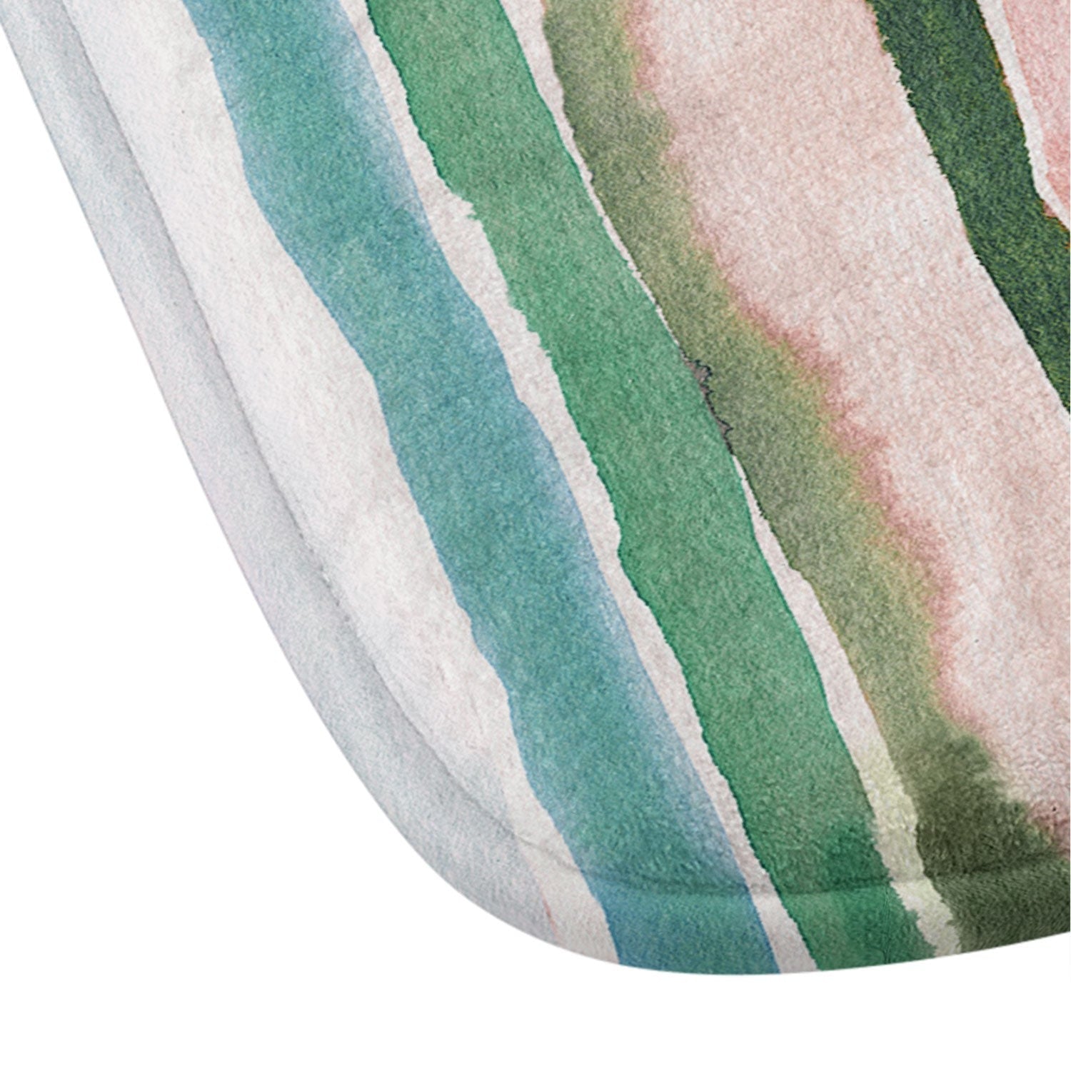 Ninola Design Botanic Retreat Watercolor Stripes Green Orange Red Memory Foam Bath Mat