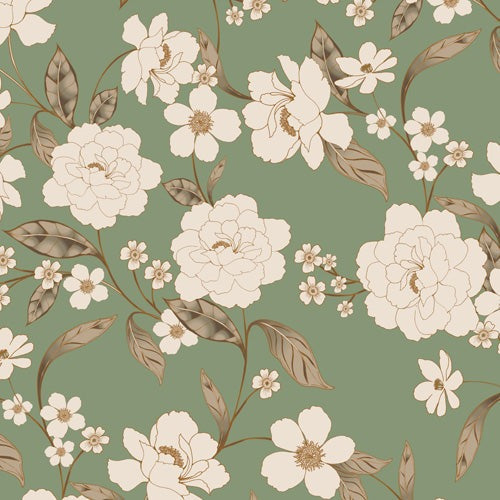 Gabriela Fuente Olive Floral Roberta Shower Curtain