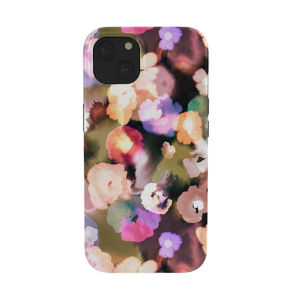 Ninola Design Botanic Retreat Ombre Abstract Watercolor Flowers Pink gold Phone Case