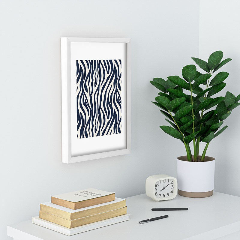 Avenie BR Navy Tiger Stripes Recessed Framing Rectangle