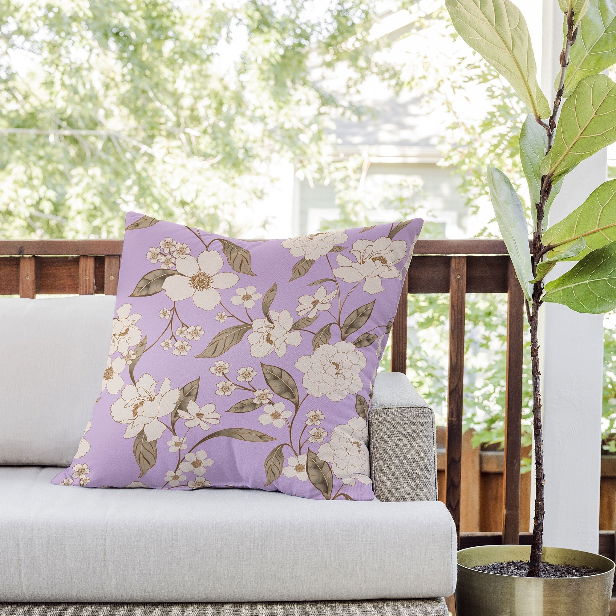 Gabriela Fuente Roberta lilac Outdoor Throw Pillow