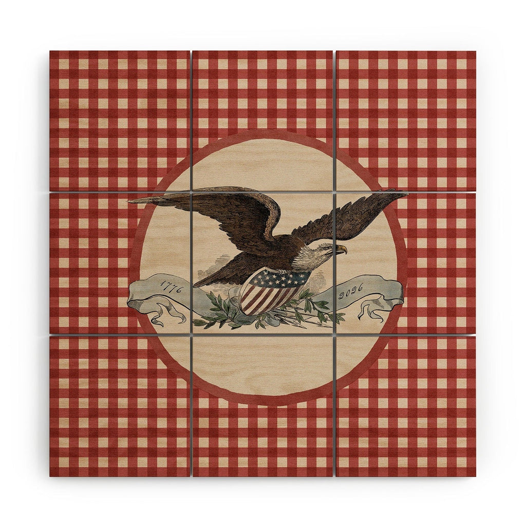 DENY Designs Gingham Eagle Wood Wall Mural