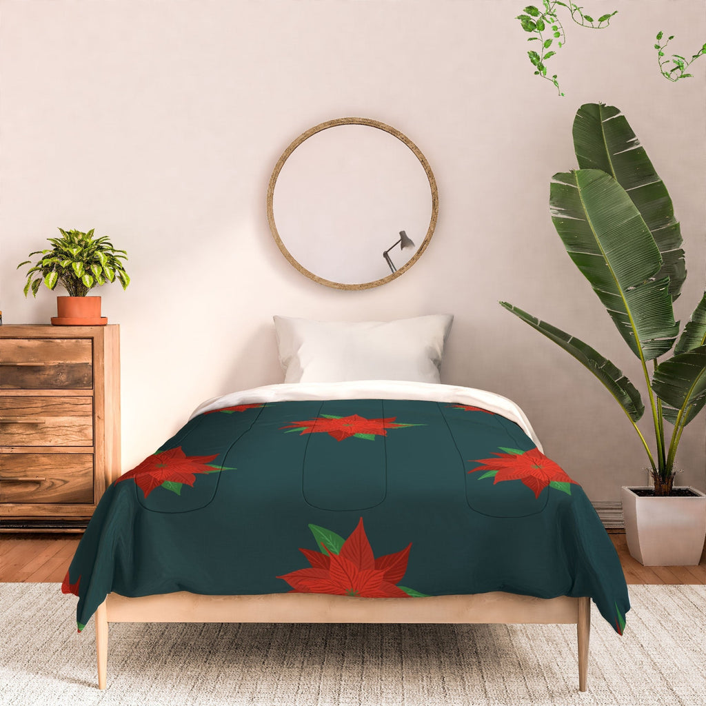 Design by Spark Poinsettia Florals Comforter