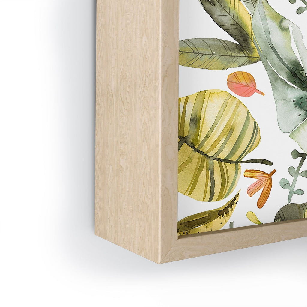 Ninola Design Botanic Retreat Tropical Jungle Leaves Botanical Green Orange Framed Mini Art Print