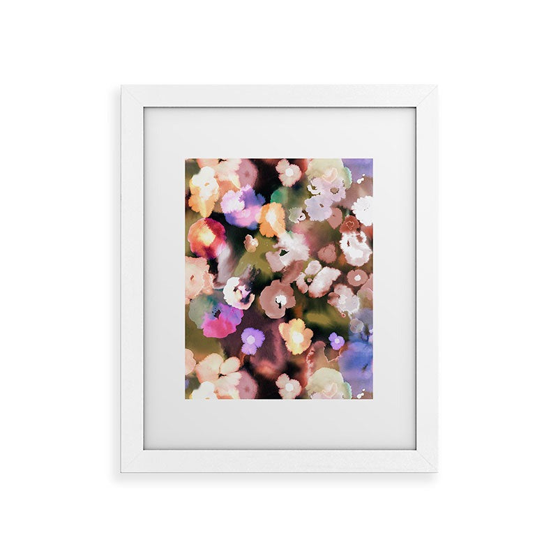 Ninola Design Botanic Retreat Ombre Abstract Watercolor Flowers Pink gold Framed Art Print