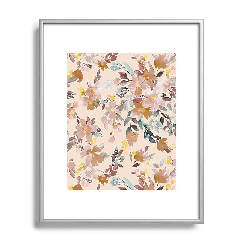 Ninola Design Botanic Retreat Floral Oleander Whimsical Soft Pink Metal Framed Art Print
