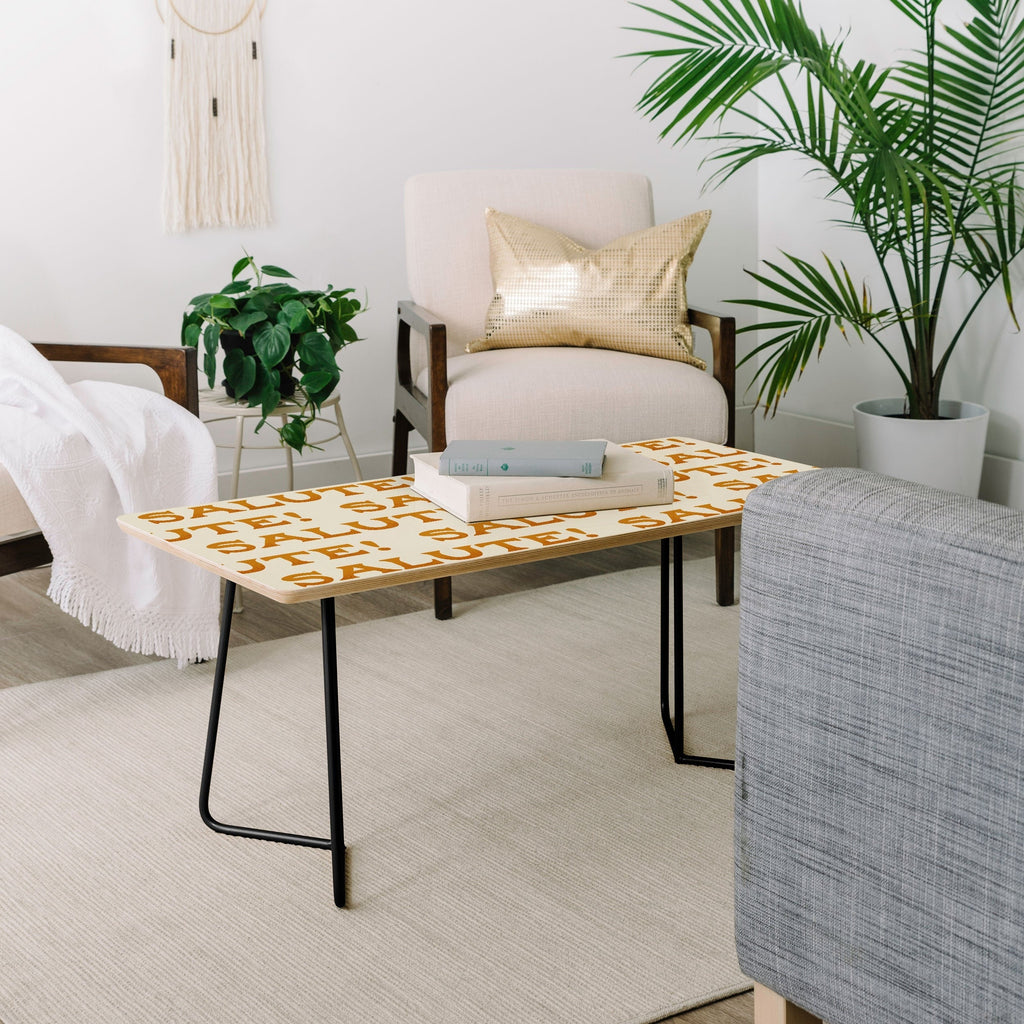 Jessica Molina Salute Gold Pattern on Cream Coffee Table