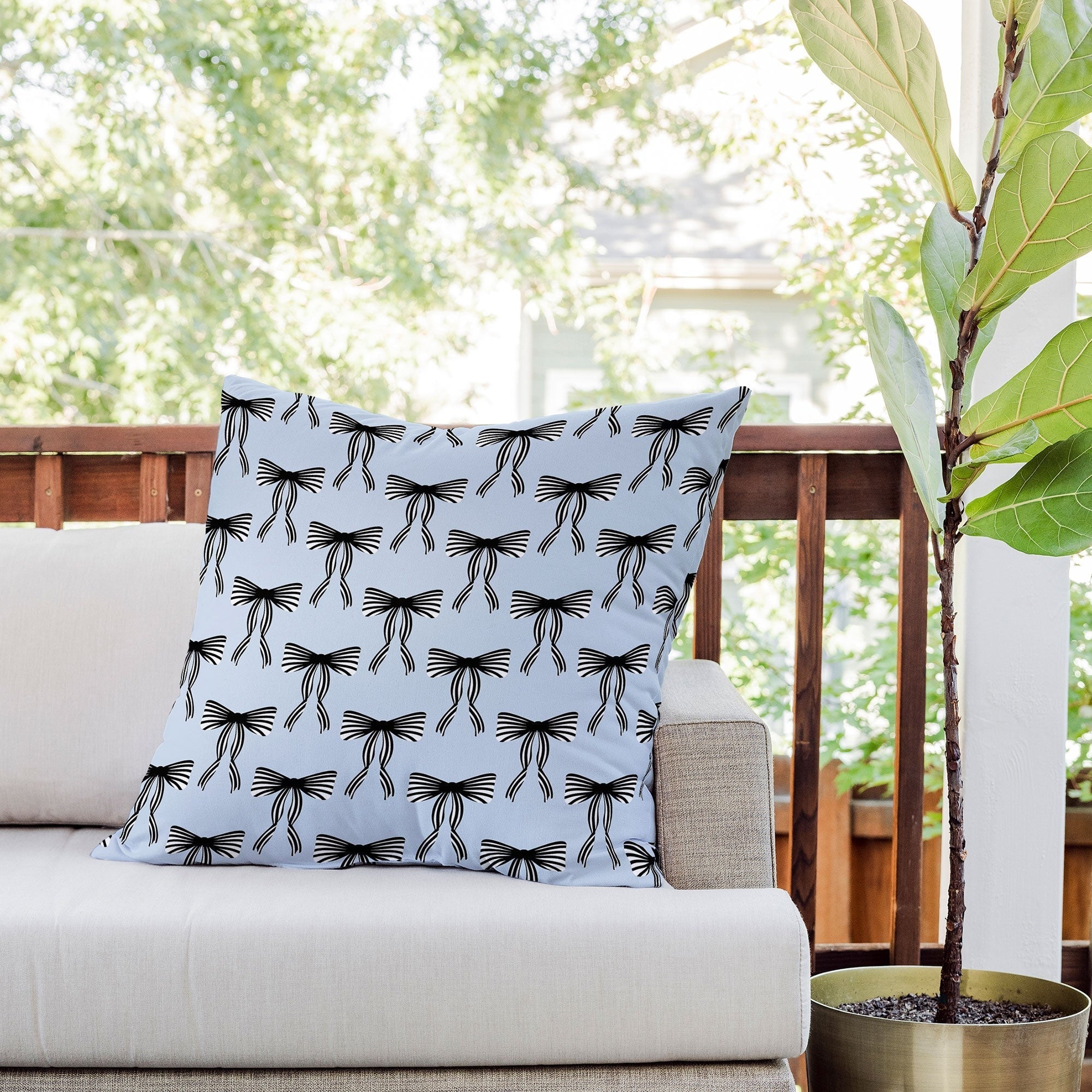 Design by Spark Black Striped Bows Outdoor Throw Pillow