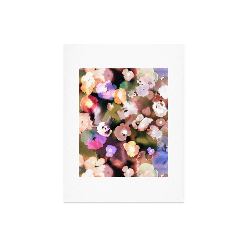 Ninola Design Botanic Retreat Ombre Abstract Watercolor Flowers Pink gold Art Print