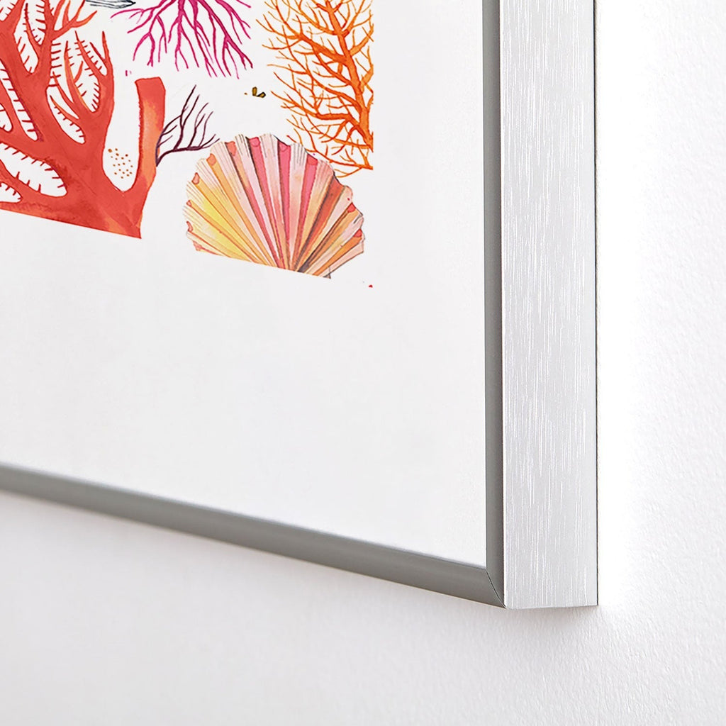 Ninola Design Botanic Retreat Coral Reef Crab Lobster Red Metal Framed Art Print