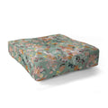 Ninola Design Botanic Retreat Floral Oleander Whimsical Teal Green Floor Pillow Square
