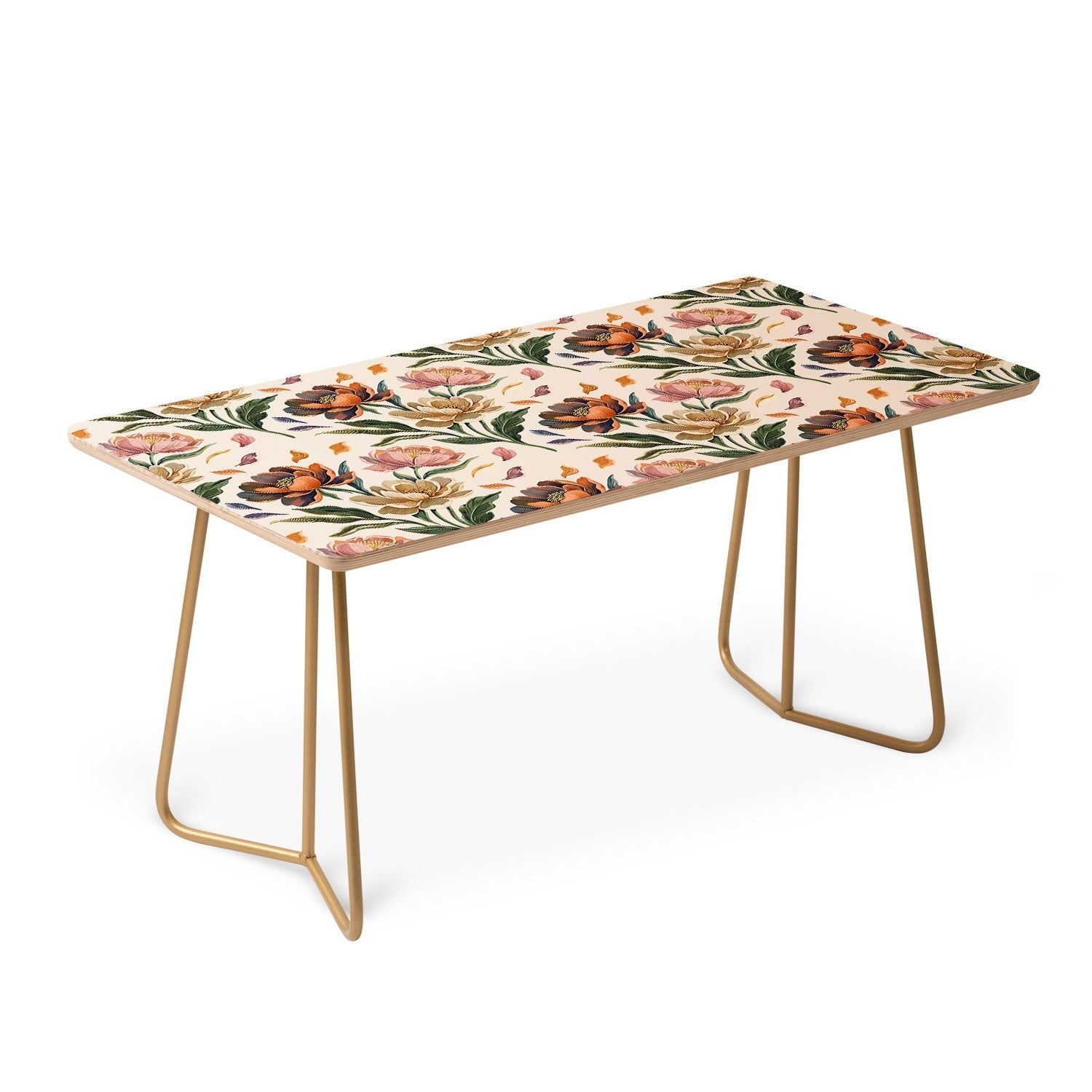 Marta Barragan Camarasa Hand Painted Peony Florals Coffee Table
