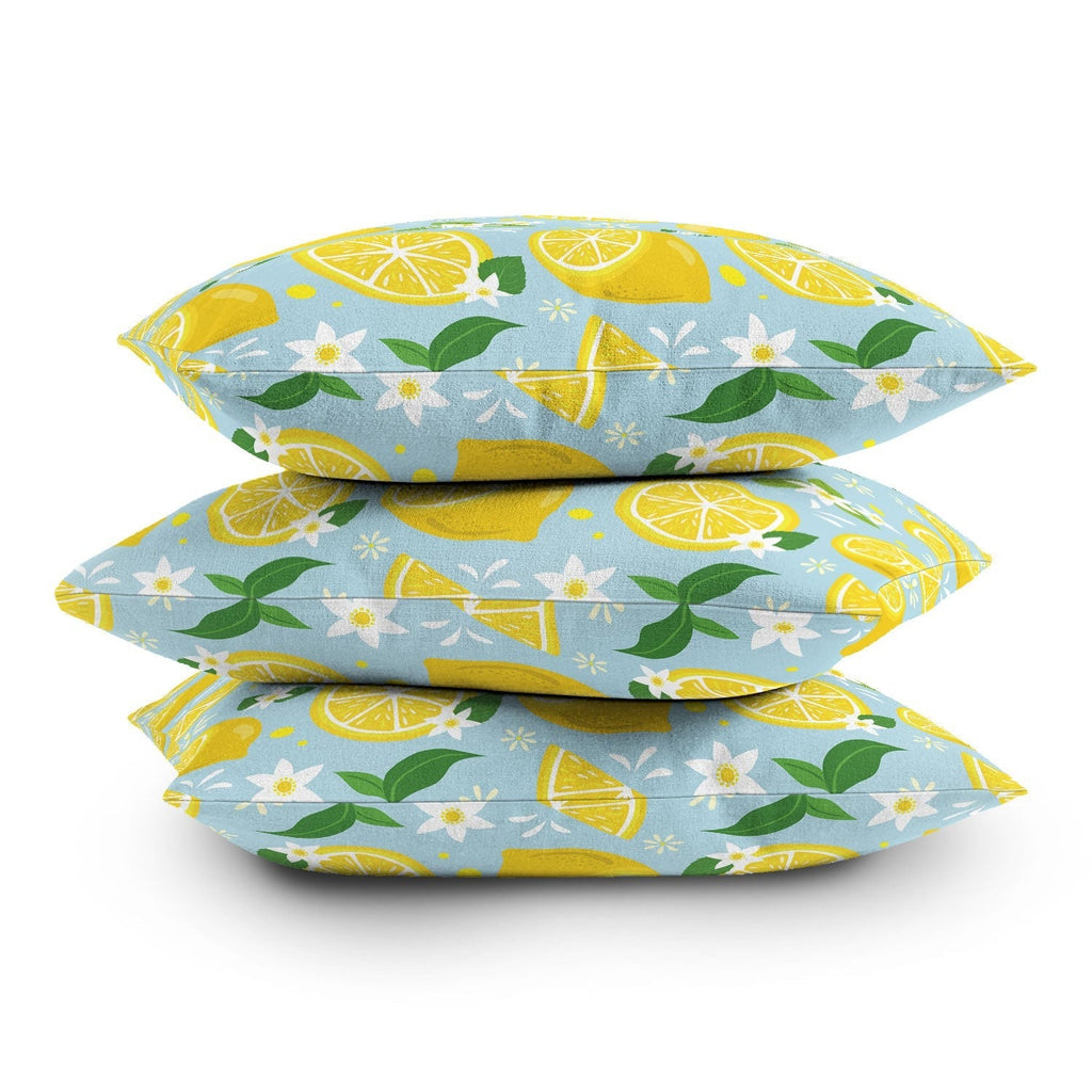Design by Spark Lemony Fresh Florals Outdoor Throw Pillow