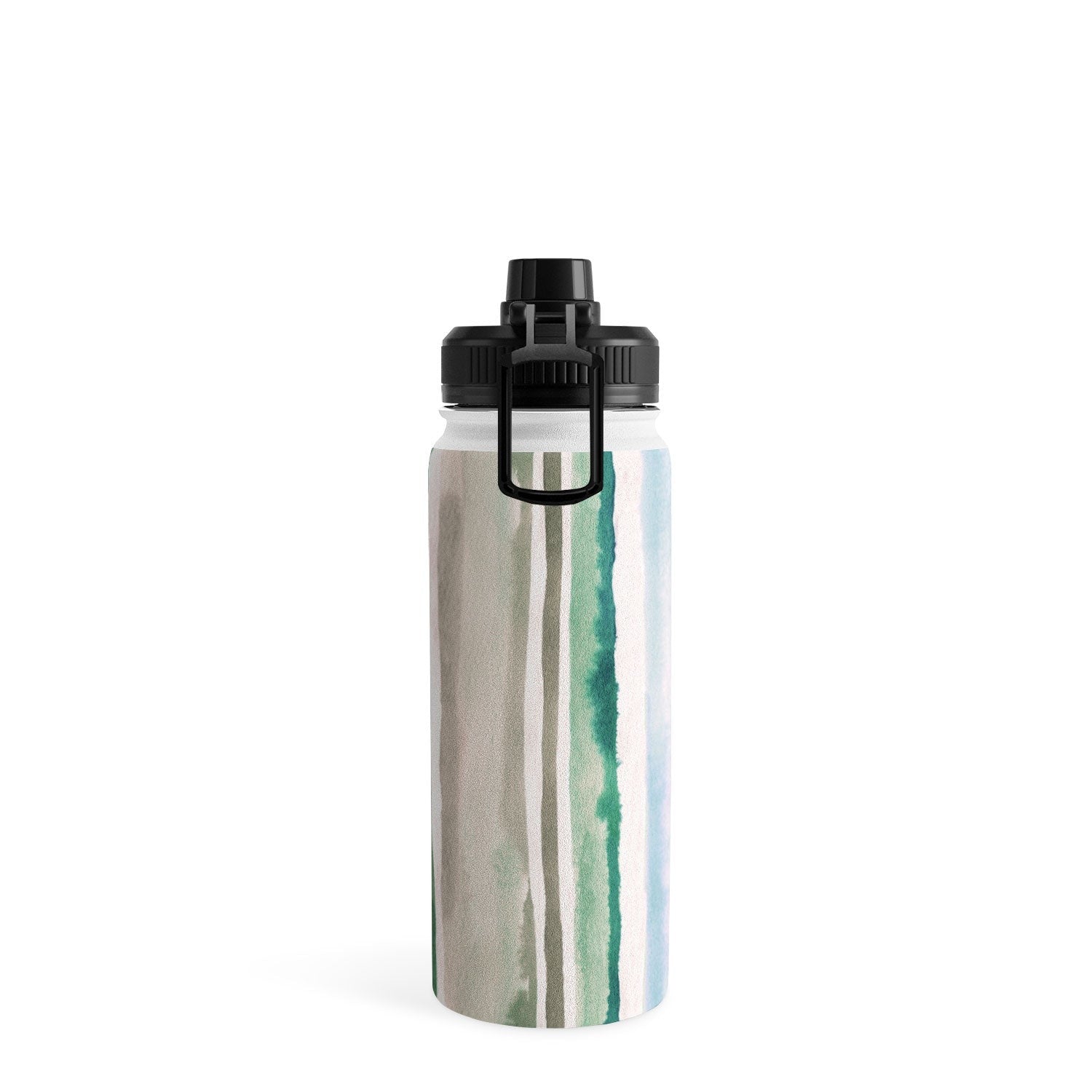 Ninola Design Botanic Retreat Watercolor Stripes Green Orange Red Water Bottle