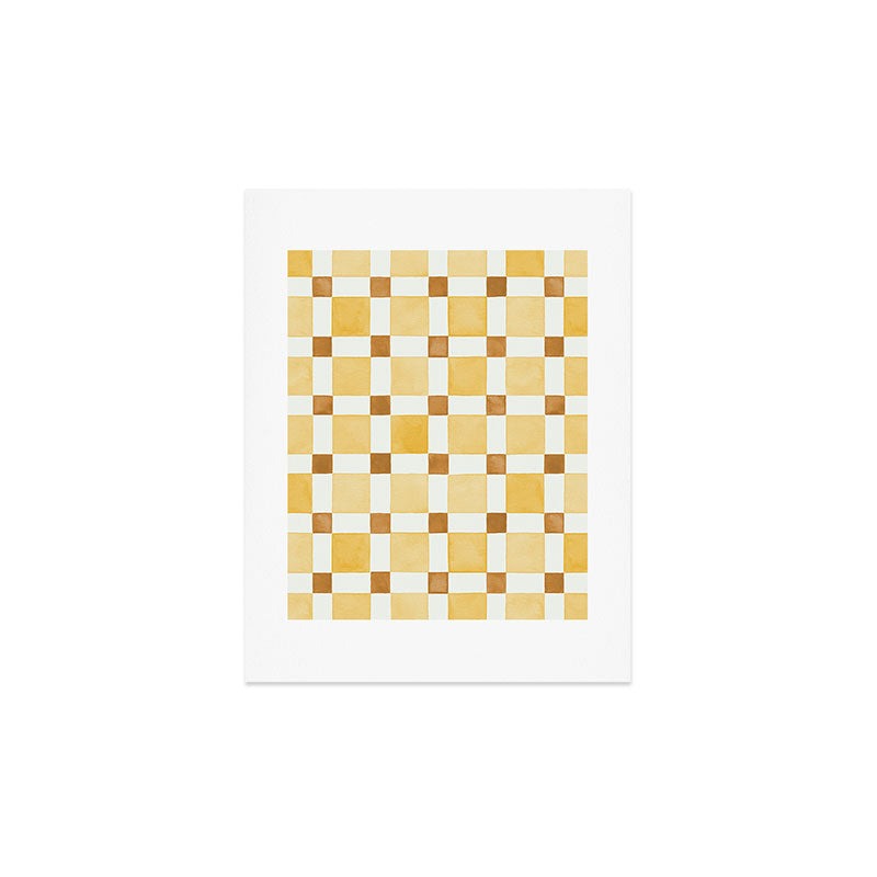 Ninola Design Everyday Artifact Checker Mosaic Tiles Geometry Yellow Art Print